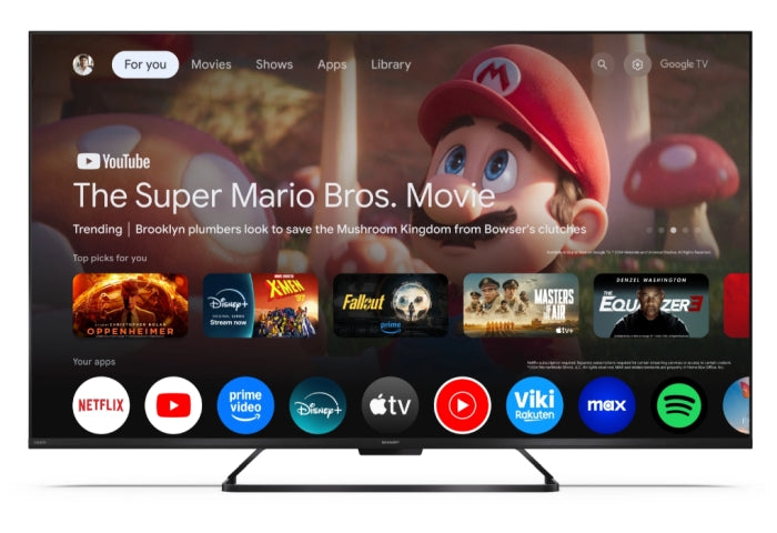 Sharp 55HR7265E, 55" QLED GOOGLE телевизор, 4K 144Hz Quantum Dot 3840x2160 без рамка, AQUOS AI, DVB-T/T2/C/S/S2, Active Motion 1400, HDR10, Dolby Atmos, Dolby Vision, DTS:X, Google Assistant, HDMI eARC, Mini Composite/CVBS + аудио вход, USB, Wi-Fi, Blueto