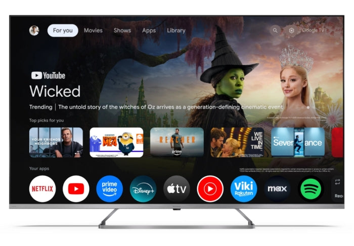 Sharp 55JP7265E, 55" QLED Mini LED Google TV, 4K Ultra HD 3840x2160 без рамка, AQUOS, DVB-T/T2/C/S/S2, Active Motion 1000, HDR10, Dolby Atmos, Dolby Vision, Google Assistant, HARMAN/KARDON, HDMI 2.1 с eARC, 3.5 мм жак за слушалки / линеен изход, USB, Wi-F