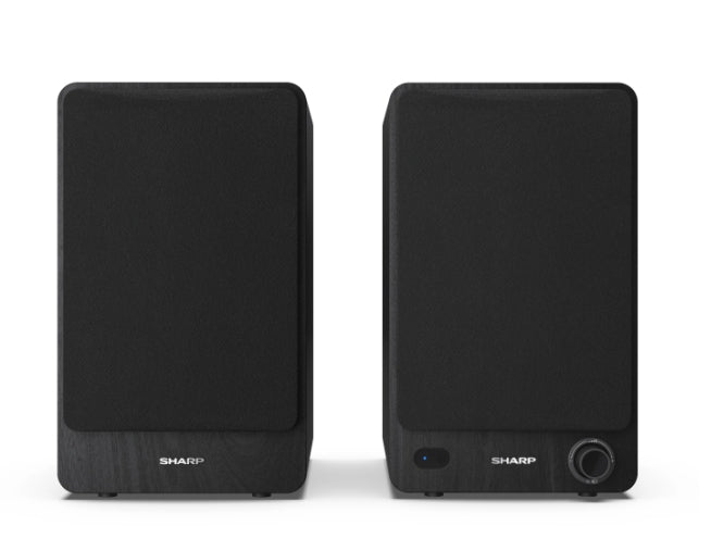 Sharp Audio Systems CP-SS30(BK), Hifi Systems BOOKSHELF SPEAKERS 60W (2 x 30W) RMS 2, Bluetooth v5.0, USB възпроизвеждане, MP3 аудио декодер, RCA L/R In, 3,5 mm Aux-in / line-in, Цифров оптичен вход, Дървена високоговорител, Черен