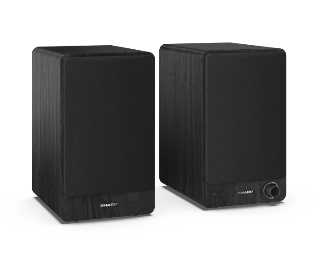 Sharp Audio Systems CP-SS30(BK), Hifi Systems BOOKSHELF SPEAKERS 60W (2 x 30W) RMS 2, Bluetooth v5.0, USB възпроизвеждане, MP3 аудио декодер, RCA L/R In, 3,5 mm Aux-in / line-in, Цифров оптичен вход, Дървена високоговорител, Черен
