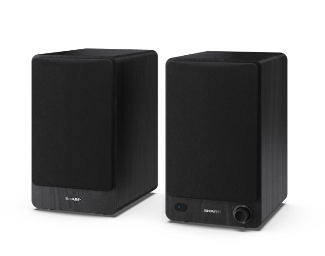 Sharp Audio Systems CP-SS30(BK), Hifi Systems BOOKSHELF SPEAKERS 60W (2 x 30W) RMS 2, Bluetooth v5.0, USB възпроизвеждане, MP3 аудио декодер, RCA L/R In, 3,5 mm Aux-in / line-in, Цифров оптичен вход, Дървена високоговорител, Черен