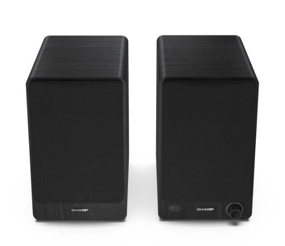 Sharp Audio Systems CP-SS30(BK), Hifi Systems BOOKSHELF SPEAKERS 60W (2 x 30W) RMS 2, Bluetooth v5.0, USB възпроизвеждане, MP3 аудио декодер, RCA L/R In, 3,5 mm Aux-in / line-in, Цифров оптичен вход, Дървена високоговорител, Черен