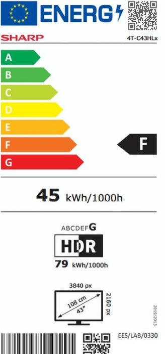 Смарт телевизор Sharp - Aquos 43HL4265E, 43'', LED, 4K, черен