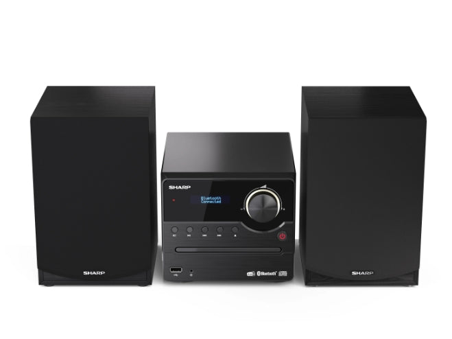 Sharp Audio Systems XL-B517D(BK), HI-FI МИКРО СИСТЕМА, 45 W обща максимална изходна мощност, DAB+ и FM тунер с RDS, Bluetooth v5.0, CD плейър, USB възпроизвеждане, 3,5 mm Aux-in / line-in, жак за слушалки, дървен високоговорител, черен