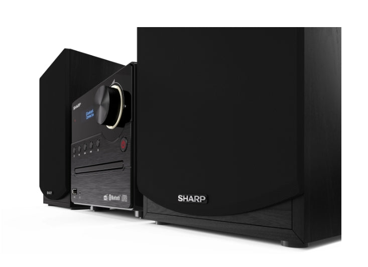 Sharp Audio Systems XL-B517D(BK), HI-FI МИКРО СИСТЕМА, 45 W обща максимална изходна мощност, DAB+ и FM тунер с RDS, Bluetooth v5.0, CD плейър, USB възпроизвеждане, 3,5 mm Aux-in / line-in, жак за слушалки, дървен високоговорител, черен