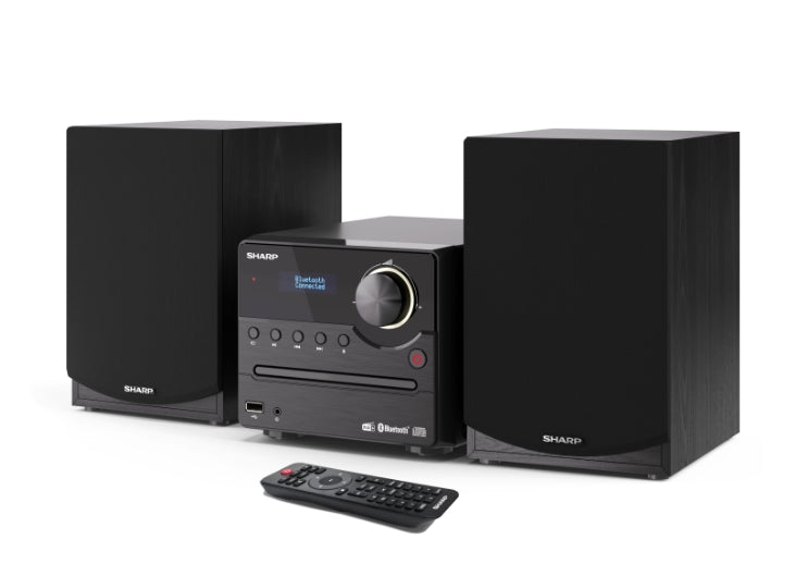 Sharp Audio Systems XL-B517D(BK), HI-FI МИКРО СИСТЕМА, 45 W обща максимална изходна мощност, DAB+ и FM тунер с RDS, Bluetooth v5.0, CD плейър, USB възпроизвеждане, 3,5 mm Aux-in / line-in, жак за слушалки, дървен високоговорител, черен