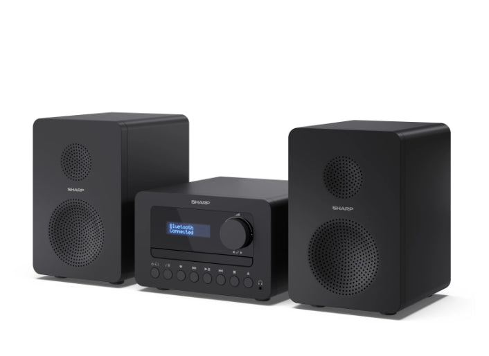 Sharp Audio Systems XL-B520D(BK), HI-FI MICRO SYSTEM, 40 (peak), DAB+/DAB и FM радио с RDS, Bluetooth v5.0, CD плейър, USB MP3 възпроизвеждане, 3,5 мм жак за слушалки / линеен изход, дървен високоговорител, черен