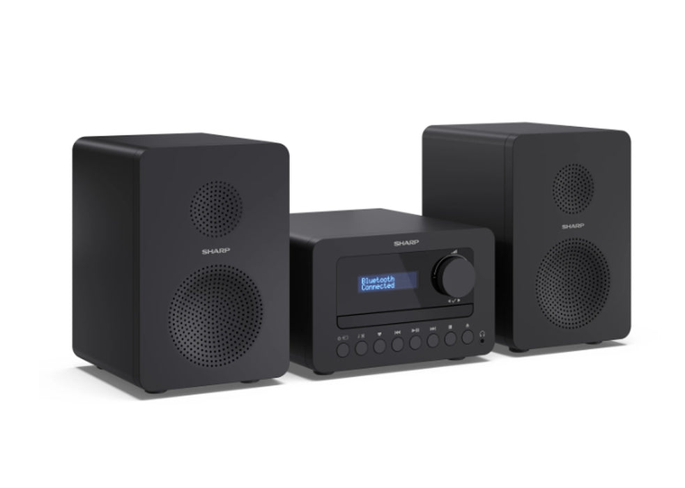 Sharp Audio Systems XL-B520D(BK), HI-FI MICRO SYSTEM, 40 (peak), DAB+/DAB и FM радио с RDS, Bluetooth v5.0, CD плейър, USB MP3 възпроизвеждане, 3,5 мм жак за слушалки / линеен изход, дървен високоговорител, черен