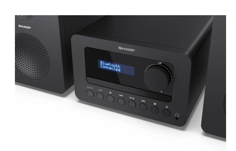 Sharp Audio Systems XL-B520D(BK), HI-FI MICRO SYSTEM, 40 (peak), DAB+/DAB и FM радио с RDS, Bluetooth v5.0, CD плейър, USB MP3 възпроизвеждане, 3,5 мм жак за слушалки / линеен изход, дървен високоговорител, черен