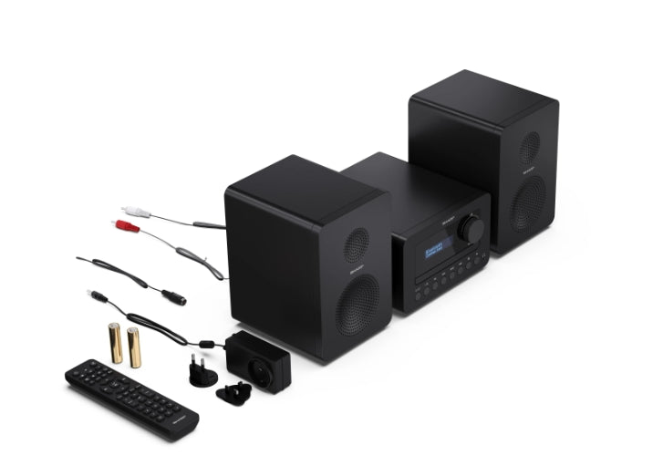 Sharp Audio Systems XL-B520D(BK), HI-FI MICRO SYSTEM, 40 (peak), DAB+/DAB и FM радио с RDS, Bluetooth v5.0, CD плейър, USB MP3 възпроизвеждане, 3,5 мм жак за слушалки / линеен изход, дървен високоговорител, черен
