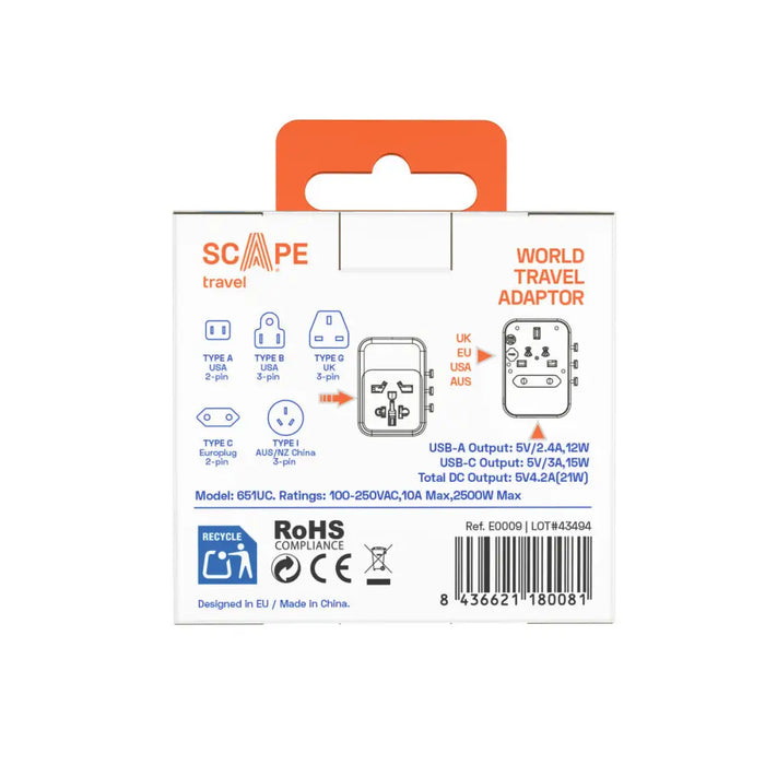 Щепсел крадец Scape Travel 621UC Пластмаса