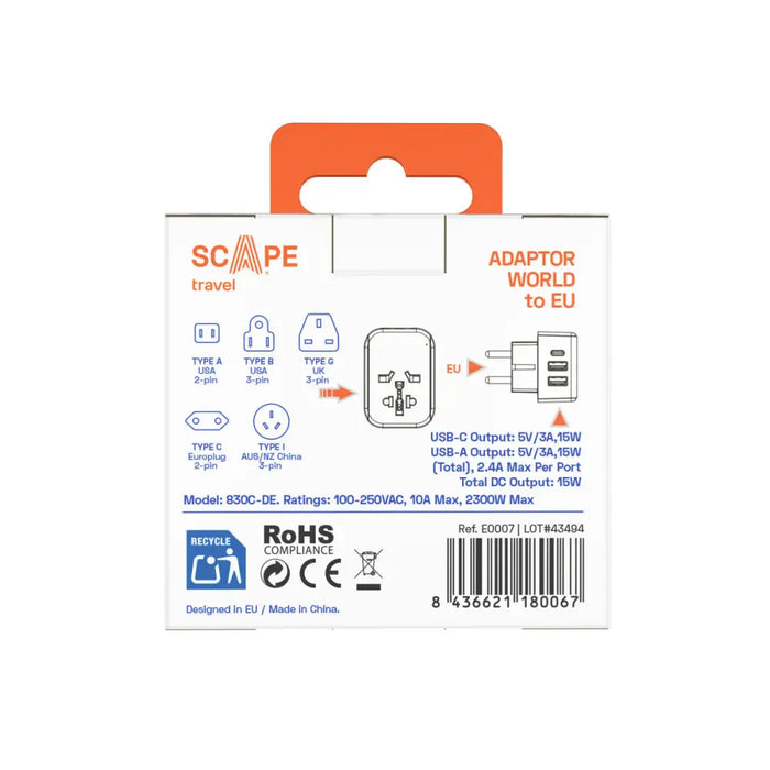 Щепсел крадец Scape Travel 830C-DE Пластмаса