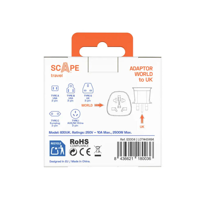 Щепсел крадец Scape Travel 830UK Пластмаса 13 A