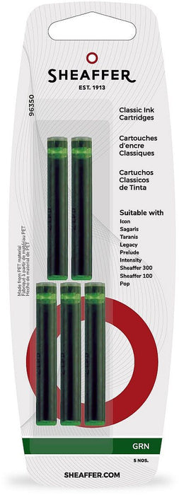 Патрончета за писалки Sheaffer - Зелени, 5 броя