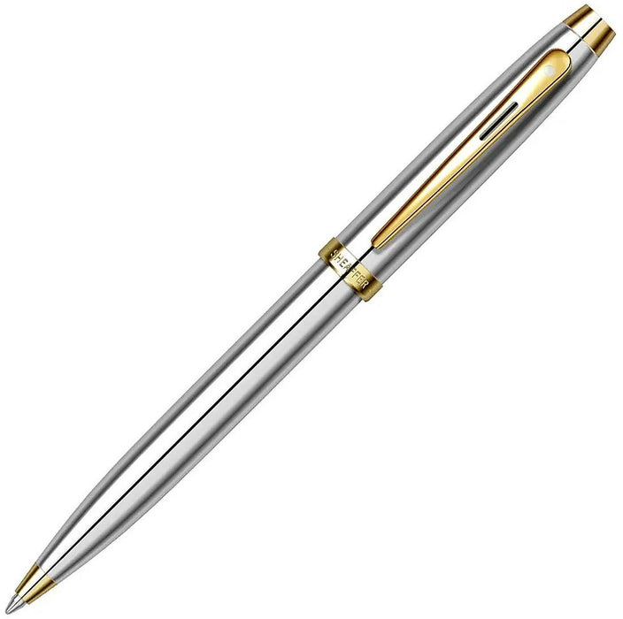Комплект писалка и химикалка Sheaffer 100 - Bright Chrome with Gold Trim