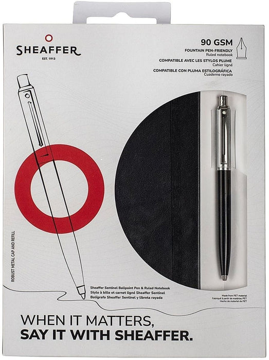 Комплект химикалка Sheaffer Sentinel - Black/Chrome, с тефтер