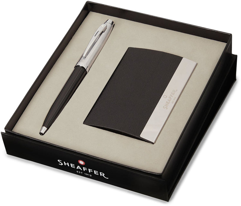Комплект химикалка Sheaffer 100 - Glossy Black, с визитник