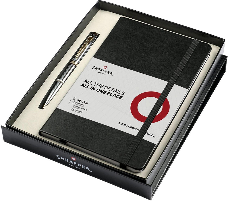Комплект химикалка Sheaffer 100 - Bright Chrome, с тефтер