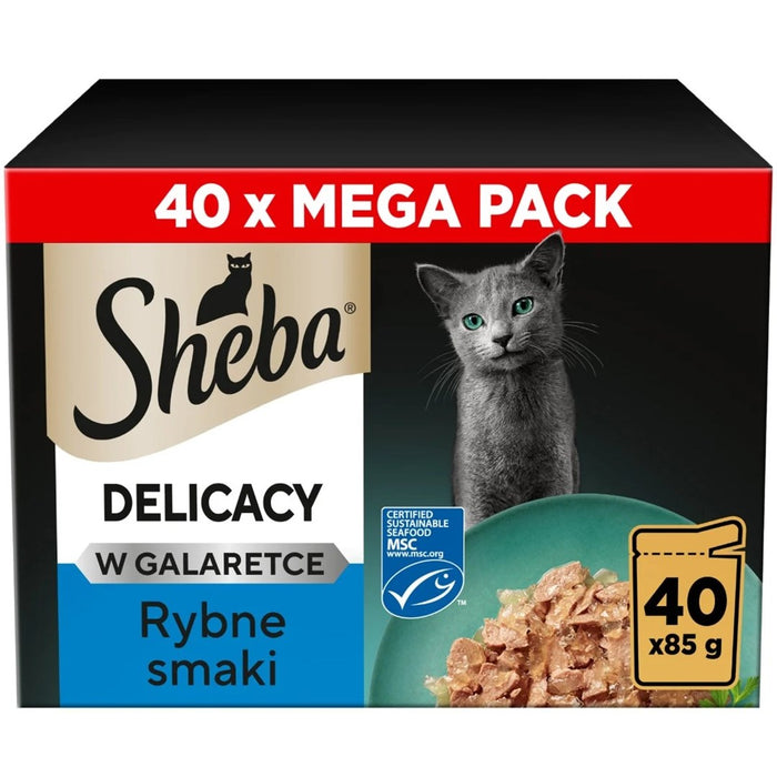 SHEBA Delicacy Fish Flavours in Jelly – мокра храна за котки – 40×85 г