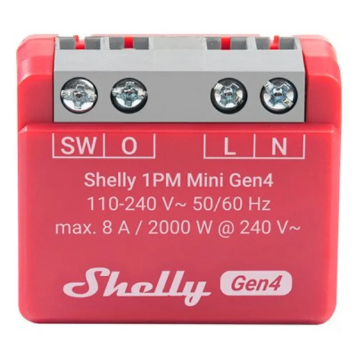 SHELLY 1PM Mini Gen4 Интелигентен превключвател червен