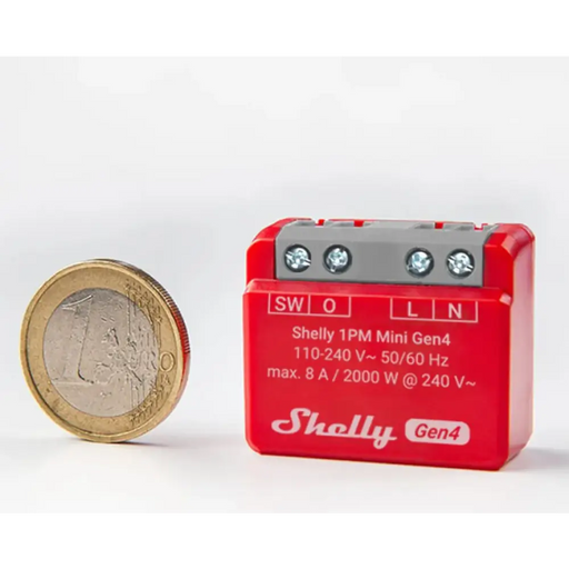 SHELLY 1PM Mini Gen4 Интелигентен превключвател червен
