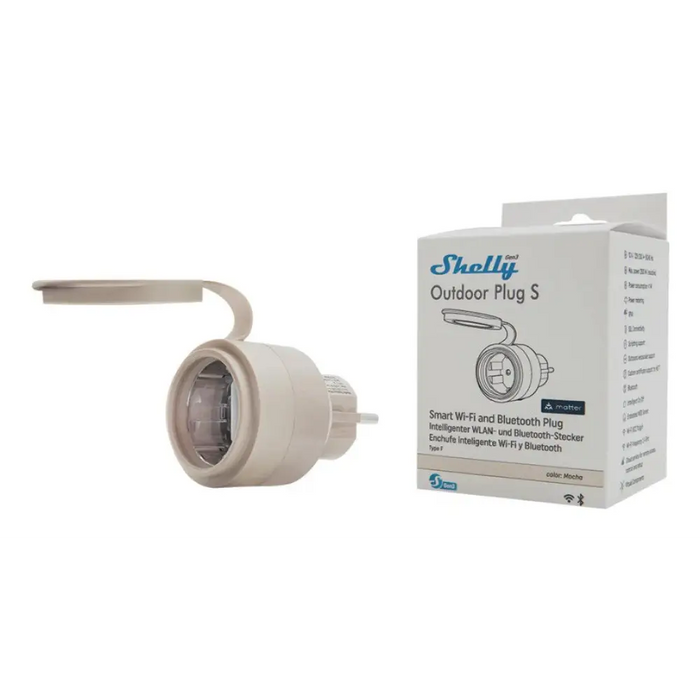 SHELLY Outdoor Plug S Gen3 интелигентен щепсел Mocha