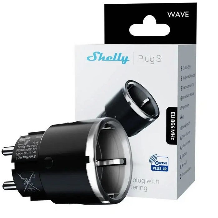 Shelly Wave Plug S - Z-Wave 800 умен контакт черен