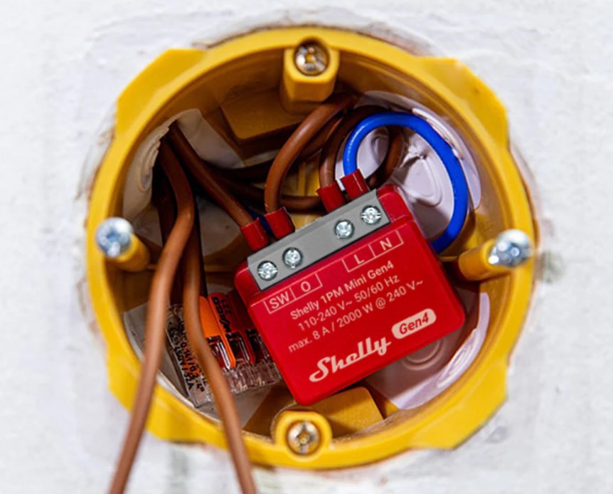 SHELLY 1PM Mini Gen4 Интелигентен превключвател, червен