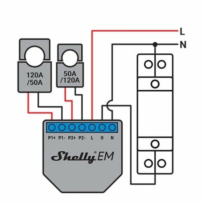 Wi-Fi превключващ модул Shelly SHELLY EM + 50A CLAMP