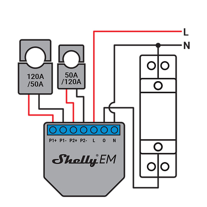 Wi-Fi превключващ модул Shelly SHELLY EM + 50A CLAMP