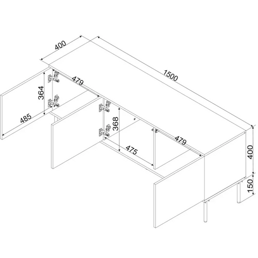 Шкаф Cama RTV 3D TRESSE 150x40x55 зелен мат