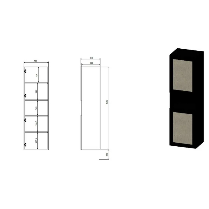 Шкаф JUTA 50x39.5x190 черен + линол калабрия