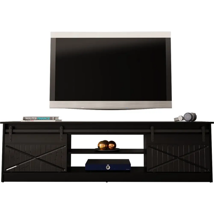 Шкаф RTV GRANERO 200x56.7x35 черен/черен гланц