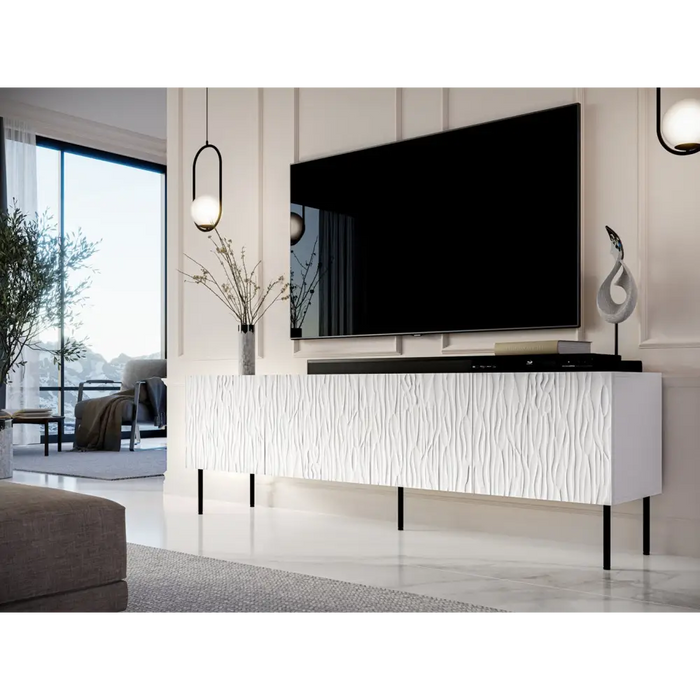 Шкаф RTV JUNGLE 190x40.5x59.5 бял мат + черни крака