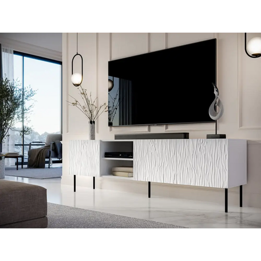 Шкаф RTV JUNGLE 190x40.5x59.5 бял мат + черни крака