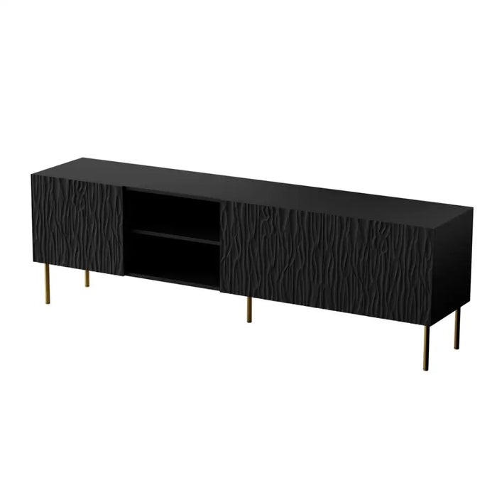 Шкаф RTV JUNGLE 190x40.5x59.5 черен мат + златисти крака