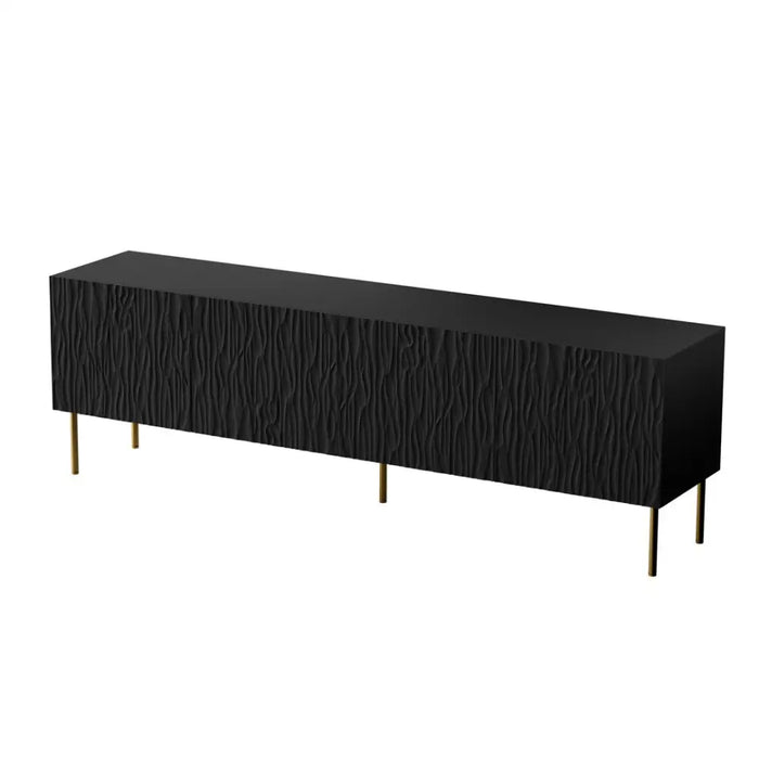 Шкаф RTV JUNGLE 190x40.5x59.5 черен мат + златисти крака