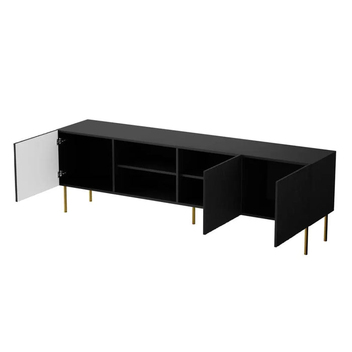Шкаф RTV JUNGLE 190x40.5x59.5 черен мат + златисти крака