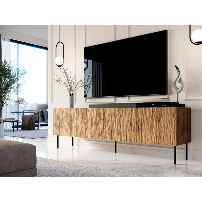 Шкаф RTV JUNGLE 190x40.5x59.5 дъб вотан + черни крака