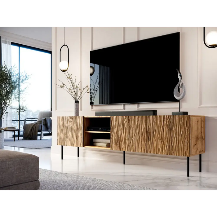 Шкаф RTV JUNGLE 190x40.5x59.5 дъб вотан + черни крака