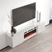 Шкаф RTV LUXE 182.6x34.5x37.5 бял/бял гланц + бяла камина