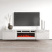 Шкаф RTV LUXE 182.6x34.5x37.5 бял/бял гланц + бяла камина