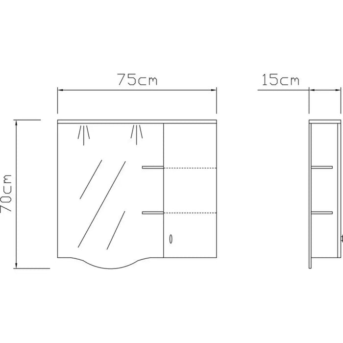 ШКАФ ЗА БАНЯ С ОГЛЕДАЛО ДЕСЕН VICARD ЕЛЕКТРА