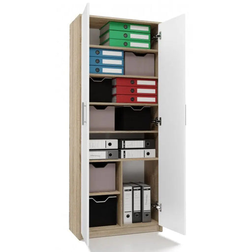 Шкаф за документи OLIV 2D 74x35x180 см Sonoma/Бял