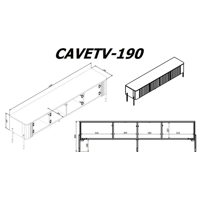 Шкаф за ТВ Cama VERA 190x40x50 бял мат