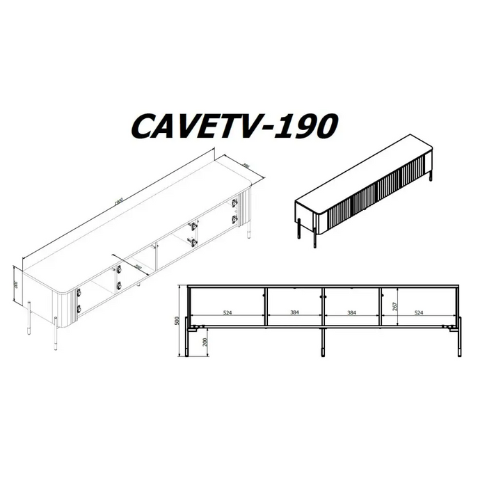 Шкаф за ТВ Cama VERA 190x40x50 черен мат