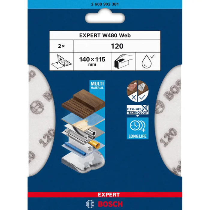ШКУРКА 115X140 P120 2 БРОЯ BOSCH EXPERT W480