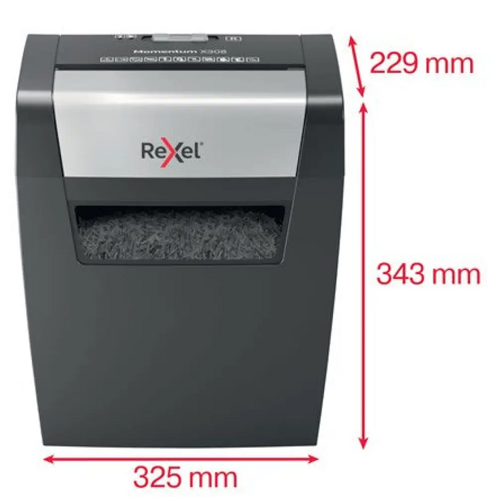 Шредер Rexel Momentum X308 8 листа P-3 кош 15 л черен