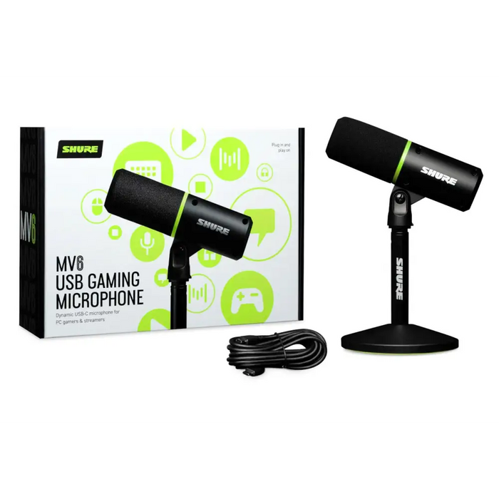 Shure MV6 - USB-C кардиоиден динамичен микрофон за геймъри