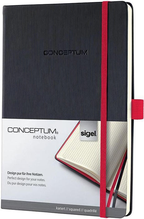 Бележник Sigel Conceptum - На квадрати, A5, черен